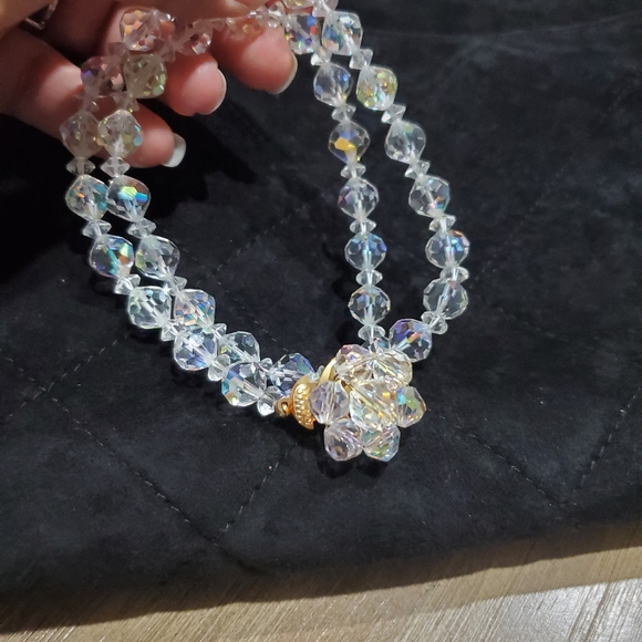 Vintage Iridescent Glass Crystal Beaded Necklace - Picture 6 of 12